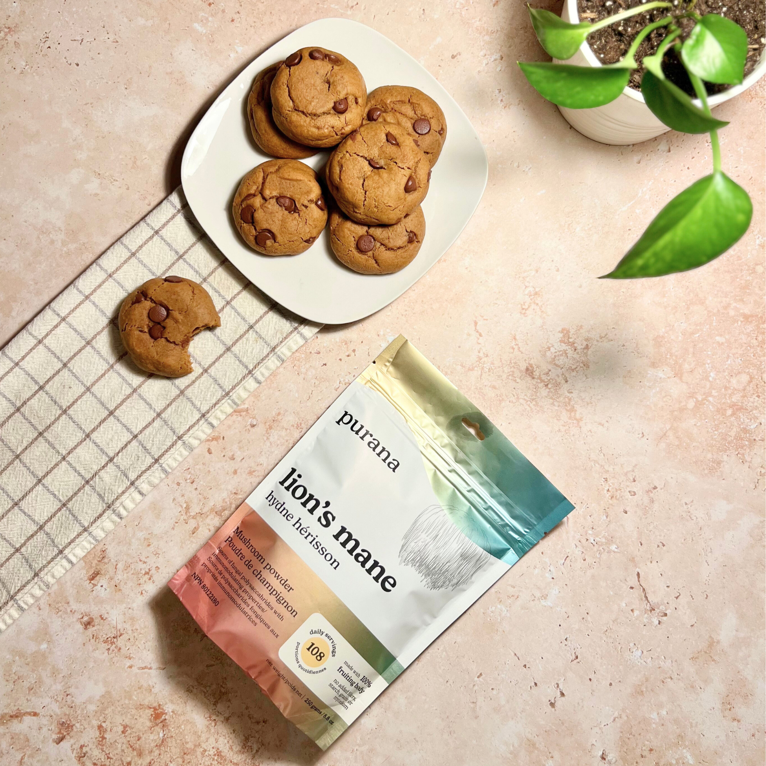 Lion's Mane Chocolate Chip Cookies