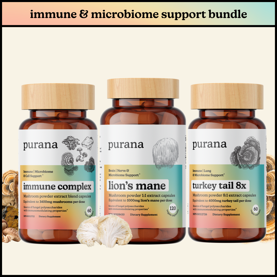 Microbiome Health Bundle - Immune Complex, Lion's Mane 1:1 Capsules, and Turkey Tail 8:1 Capsules